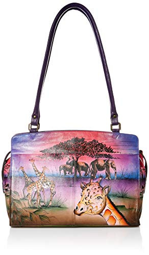 Anna by Anuschka Genuineleatherlarge Satchel Shoulder Bag Hand-Painted Original Artwork, Serengeti Sunset | Amazon (US)