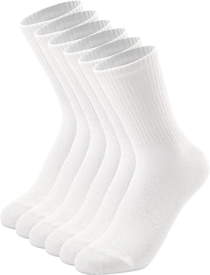 3-12 Pack Womens Crew Socks Size 6-9 LightWeight Thin Casual Calf Socks | Amazon (US)