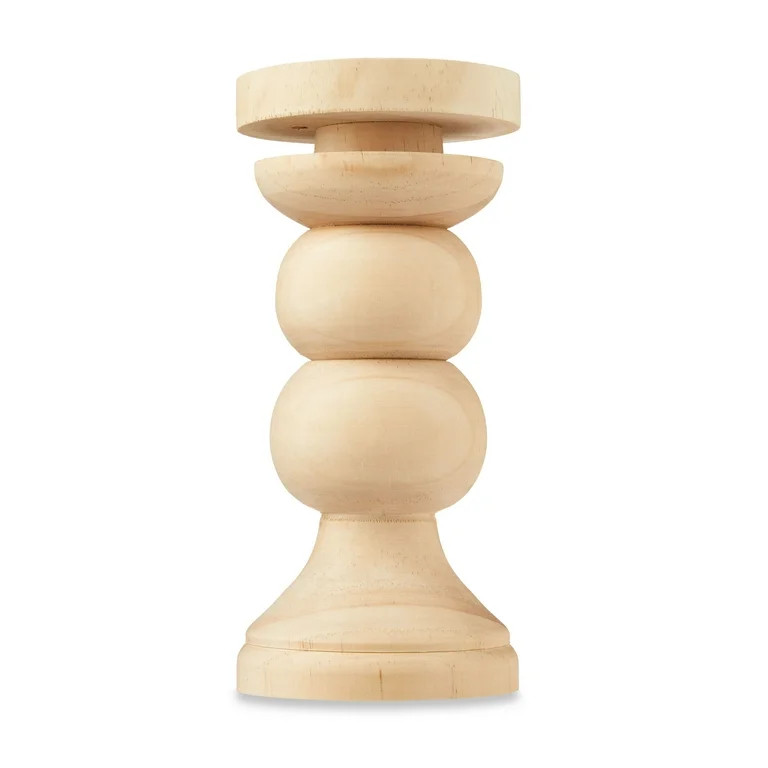 My Texas House Natural Pillar Wooden Candle Holder, 8" | Walmart (US)