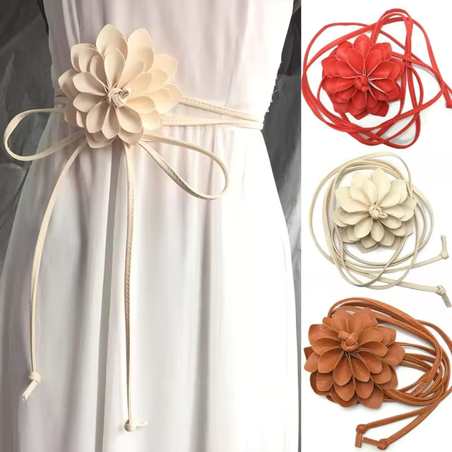 Cinto de couro ajustável para mulheres, flor exagerada, corrente com cordões, cinto de espartil... | Aliexpress BR (BR)