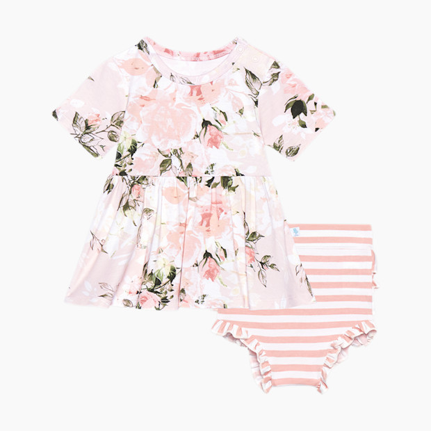 Posh Peanut Short Sleeve Peplum Top & Bloomer Set in Vintage Pink Rose Pink Size 18-24 Month | Visco | Babylist