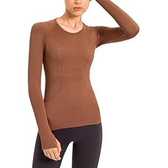 MathCat Seamless Workout Shirts for Women Long Sleeve Yoga Tops Sports Running Shirt Breathable Athl | Amazon (US)