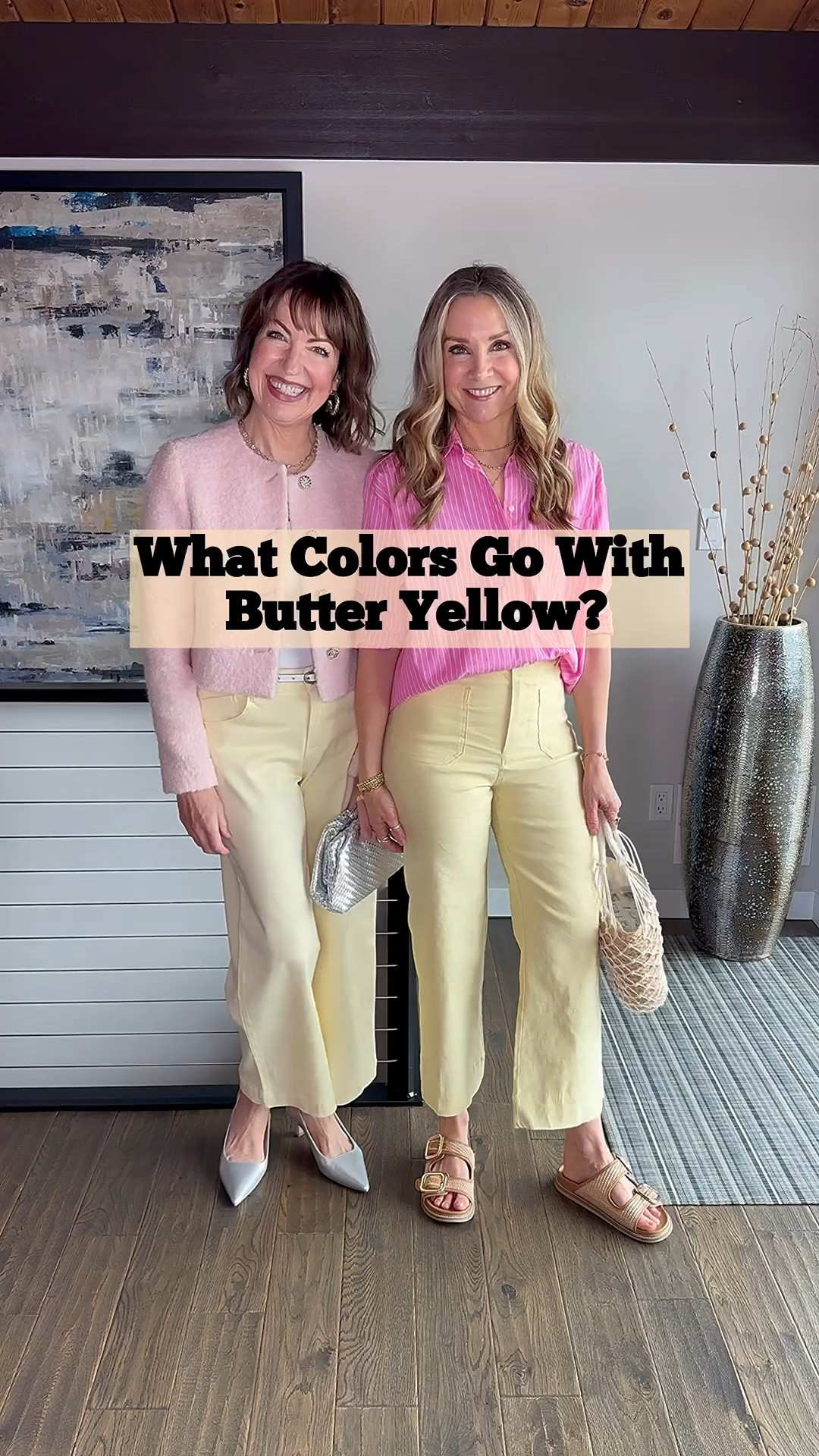 What to wear with…BUTTER YELLOW!💛
Butter yellow is the spring’s hottest color!! Yellow can be a tricky color to wear next to your face, so why not wear it on the bottom? We found that it goes with so many colors! Love yellow with blue and pink, and olive green grew on us! Julie wasn’t sure about purple, but I convinced her it’s a pretty combo!! Which color is your favorite with butter yellow?? 
Yellow pants, wide leg cropped pants, Colette pants, Anthropologie, Wit and Wisdom, Nordstrom, denim top, floral blouse, Spanx, Zara, Quince sweater, Target top



#LTKStyleTip #LTKOver40 #LTKFindsUnder100