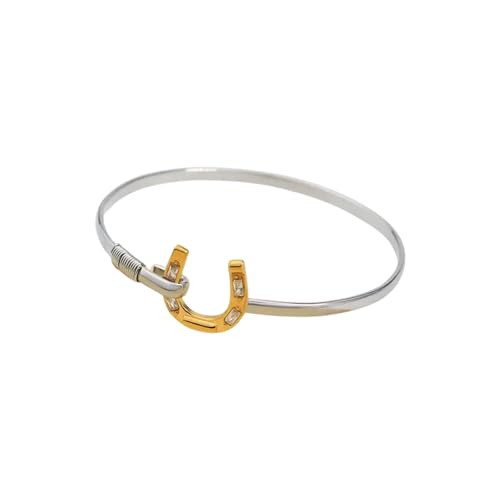 Horse Bit & Horseshoe Bracelets in Silver & Gold – Stackable Stainless Steel Bangles, Minimalis... | Amazon (US)