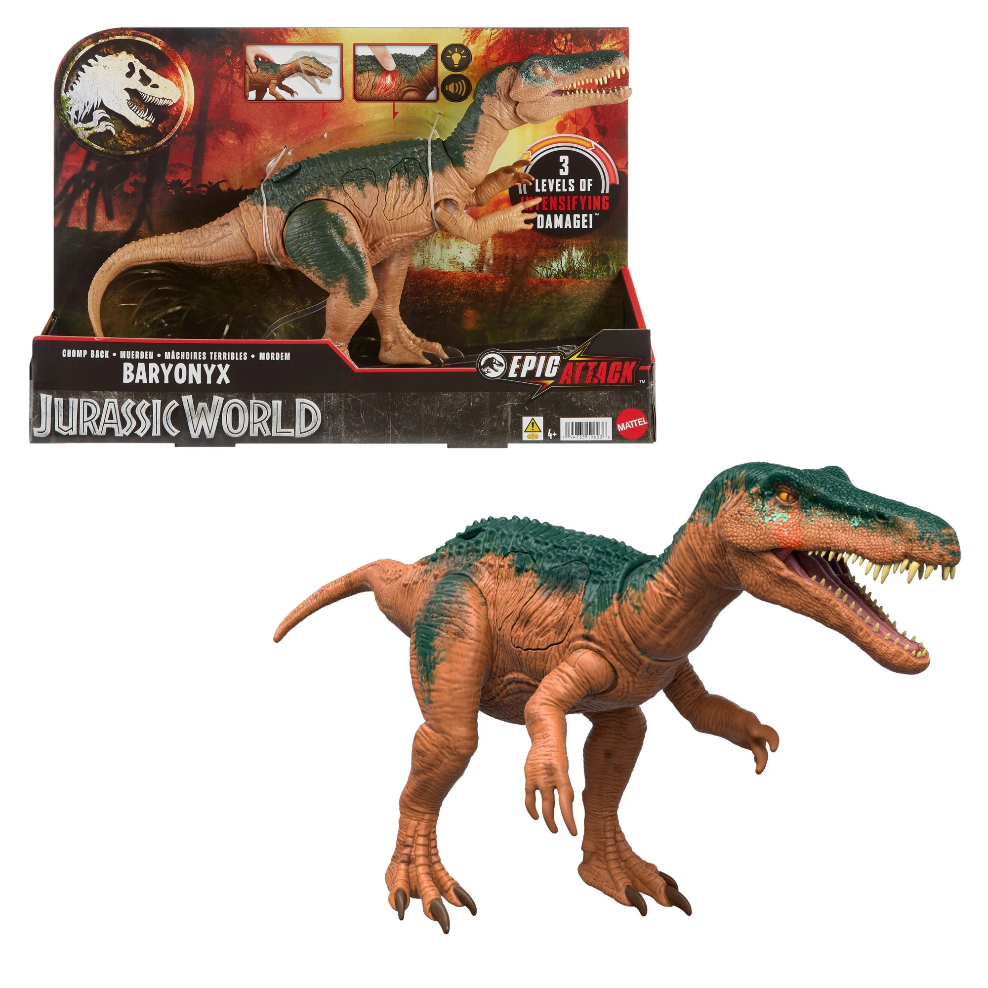 Jurassic World Epic Attack Baryonyx Dinosaur Toy Figure, Double Damage, Lights & Sounds | Walmart (US)