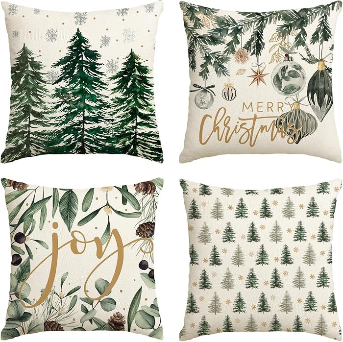 AVOIN colorlife Throw Pillow Covers, 18 x 18 Inch, Set of 4
        Merry Christmas Trees, Snowfl... | Amazon (US)