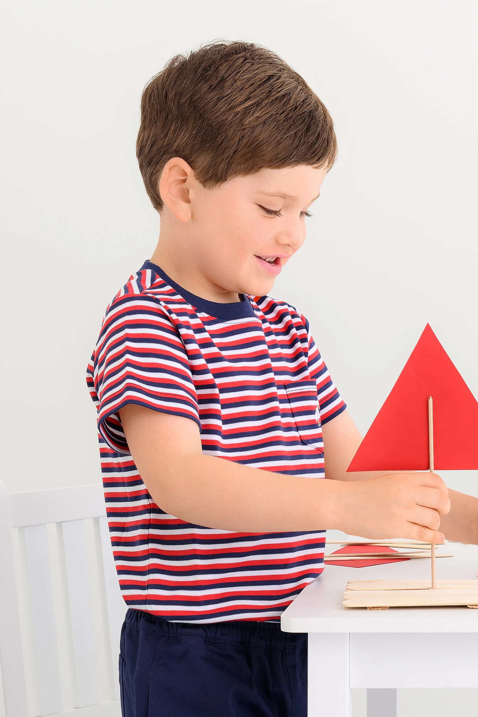 Carter Crewneck - Kennedy Cruise Stripe with Multicolor Stork | The Beaufort Bonnet Company