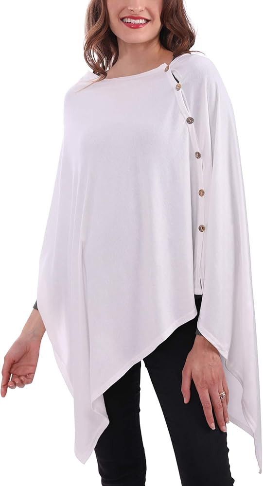 MissShorthair Women's Lightweight Knitted Scarf Poncho Sweater Cape Shawl Versatile Summer Fall P... | Amazon (US)