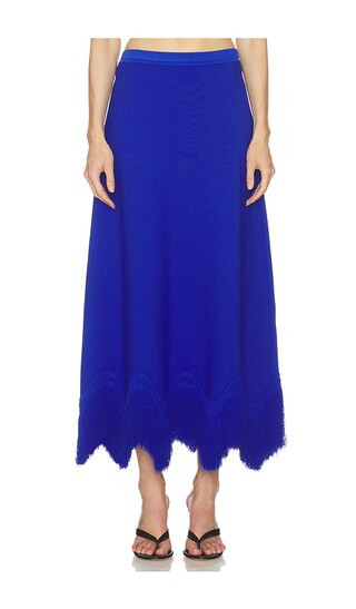 Ulla Johnson Paulina Knit Fringe Skirt in Blue. - size S | Revolve Clothing (Global)