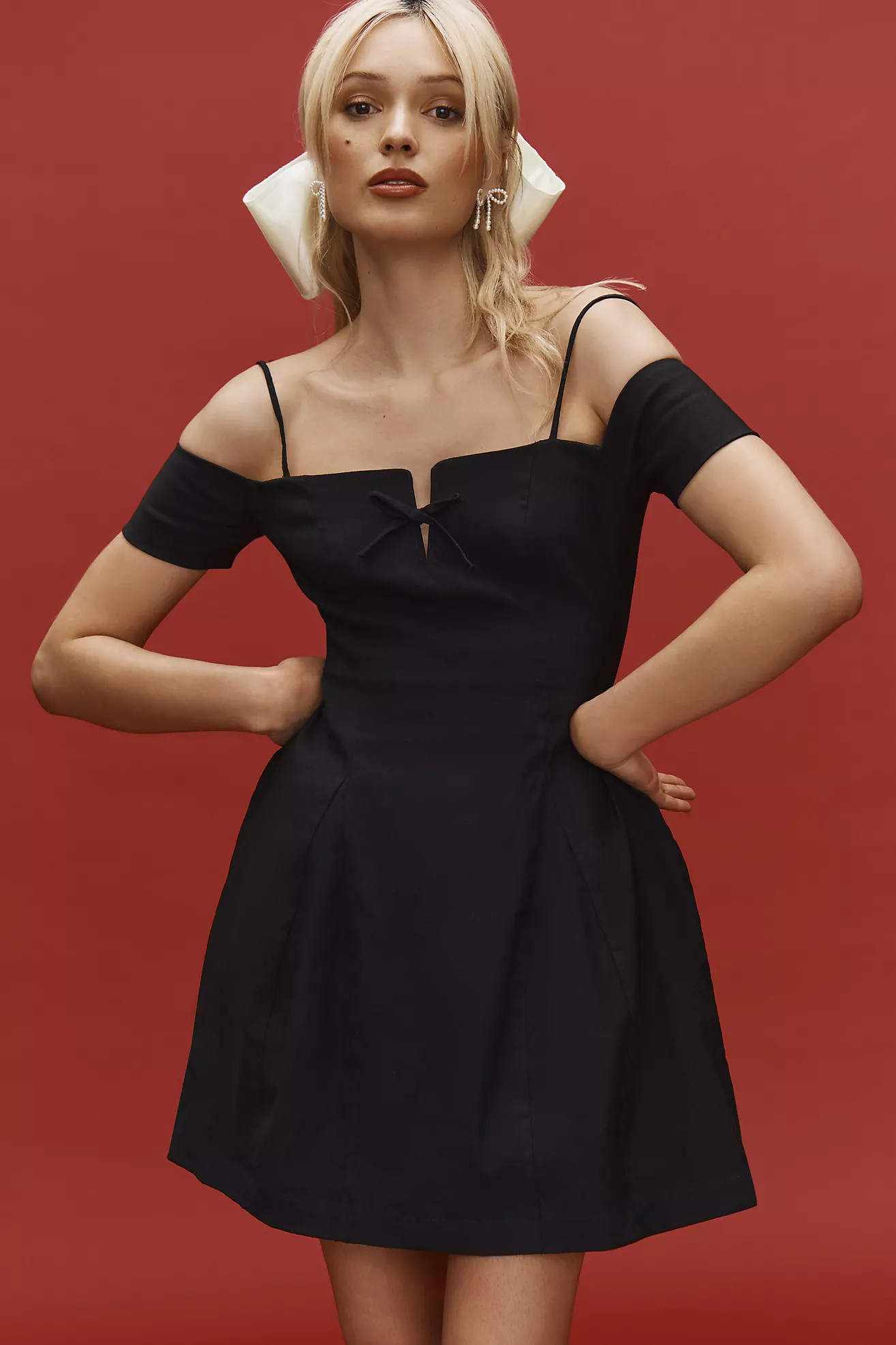 Maeve Off-The-Shoulder Bow Mini Dress | Anthropologie (US)