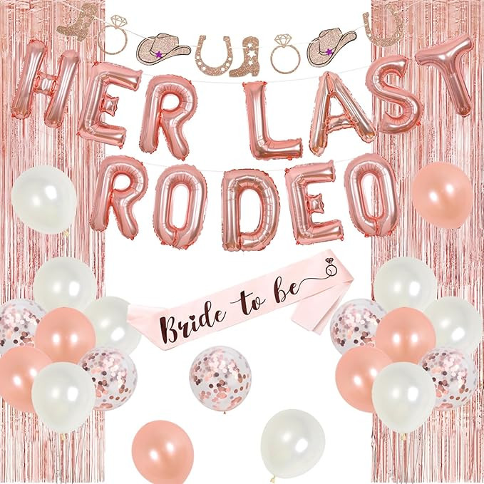 Sursurprise Western Bachelorette Party Decorations Her Last Rodeo Balloons Cowgirl Banner for Bri... | Amazon (US)
