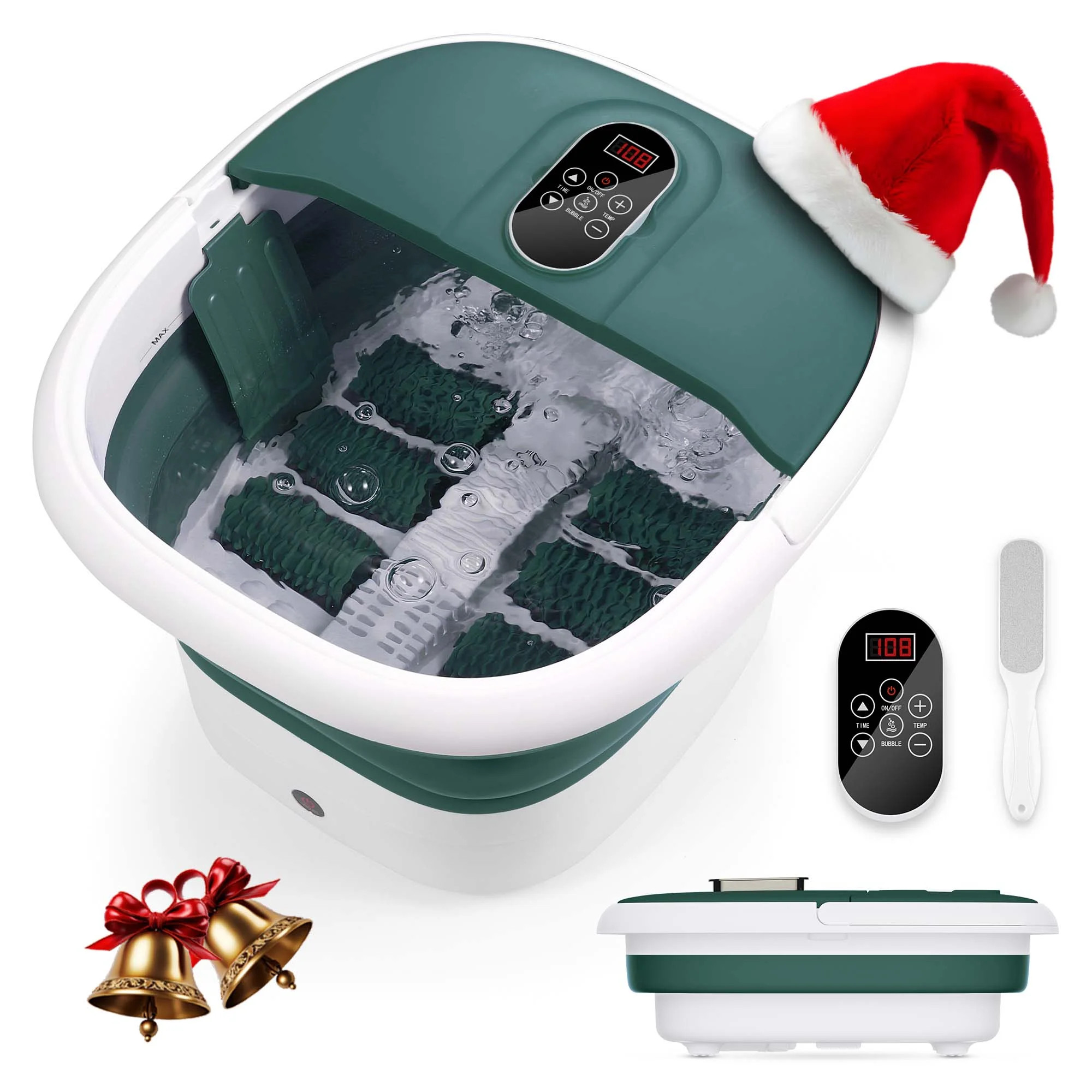 MaxKare Foot Spa Bath Massager with Heat, Collapsible with Remote Control, 6 Large Massage Roller... | Walmart (US)