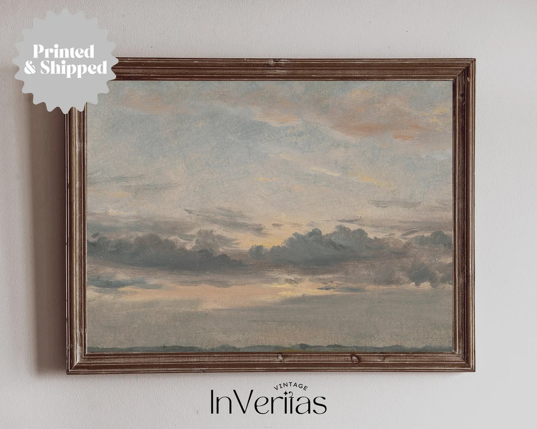 Sunset Sky and Clouds Vintage Painting | Moody Decor | PRINTED AND SHIPPED | No. A105 - Etsy | Etsy (US)