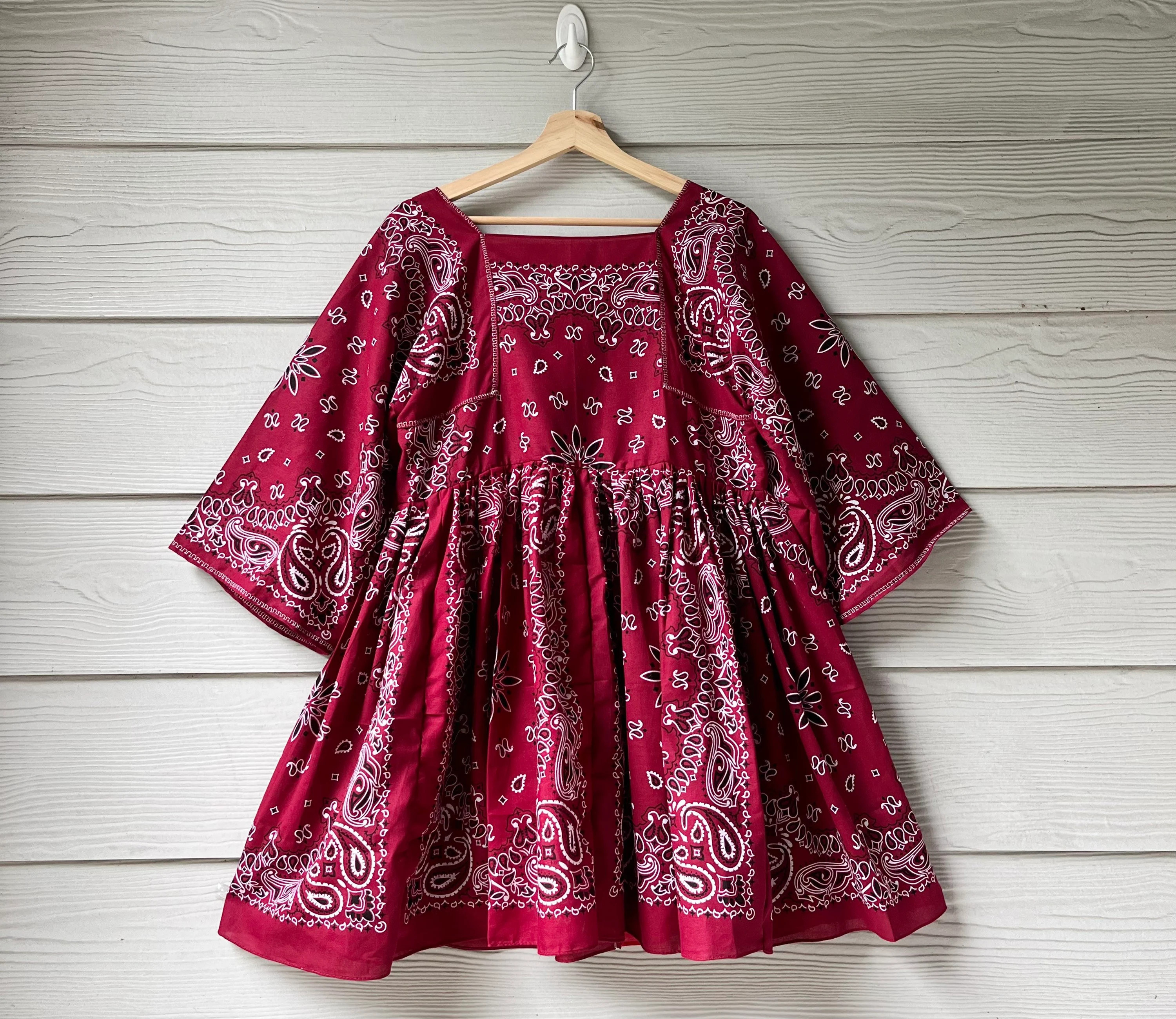 Made To Order Handmade Bandana Dress In Light Maroon | Etsy (Global)