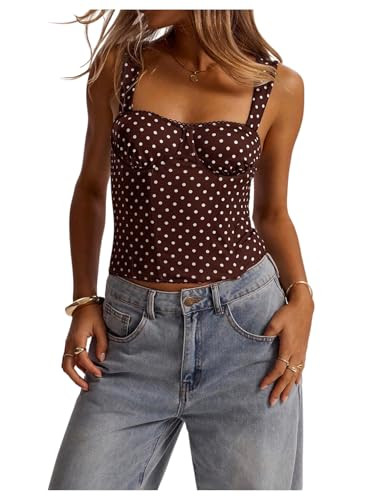 SOLY HUX Women's Polka Dots Corset Tops Y2k Sleeveless Bustier Going Out Crop Tank Top | Amazon (US)