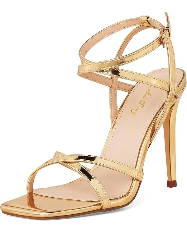 Elisabet Tang Women's Open Toe Heeled Sandals Square Toe Shoes Stiletto Heels Stiletto Heels Dres... | Amazon (US)