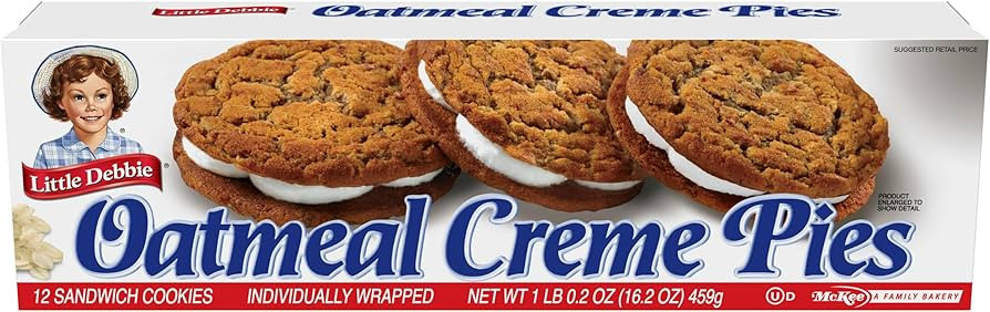 Little Debbie Oatmeal Crème Pies, 12 Individually Wrapped Sandwich Cookies, 16.2 OZ Box | Amazon (US)