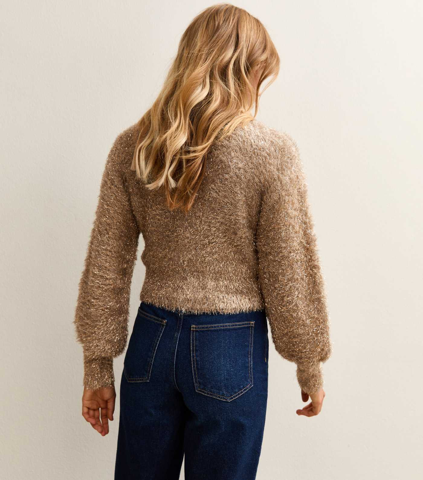 Gold Sparkle Knit V-Neck Cardigan | New Look | New Look (UK)