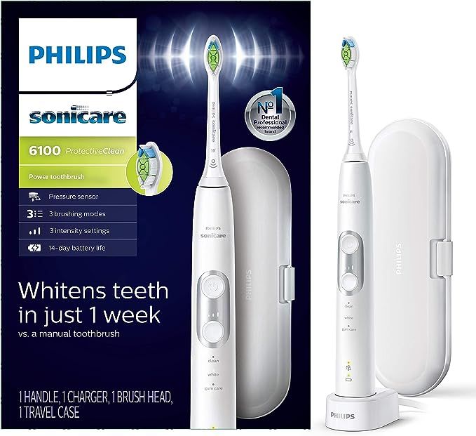 Philips Sonicare ProtectiveClean 6100 Rechargeable Electric Power Toothbrush, White, HX6877/21 | Amazon (US)