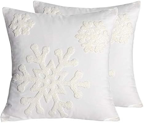 Afirmly 18x18,Cotton Christmas Blessing Throw Pillow Cover for Bed Sofa Cushion Car Snowflake Emb... | Amazon (US)
