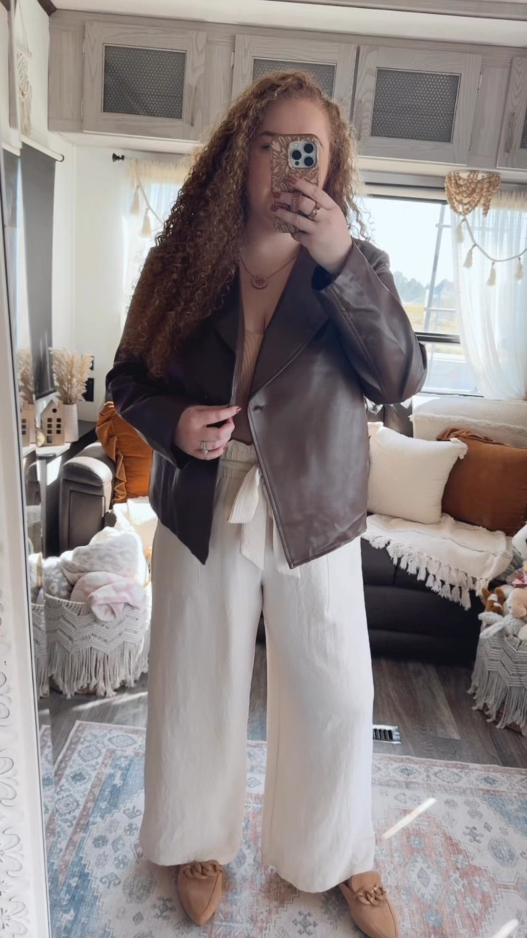 Mocha moment ☕️🍂 this brown leather jacket is the perfect layer to take your office look into fall 🤎office outfit | office style | office look | amazon office outfit | amazon office style | amazon office must haves | work wear | amazon work wear | work wear style | amazon work wear style | leather jacket | amazon leather jacket | mocha leather jacket | brown leather jacket | amazon tank top | amazon neutral tank top | dress pants | work pants | cream pants | cream dress pants | Amazon dress pants | Amazon work pants | mules | amazon mules | amazon finds | amazon fashion | amazon outfit | amazon look | fall office look | fall work wear look | fall 2025

#LTKSaleAlert #LTKMidsize #LTKWorkwear