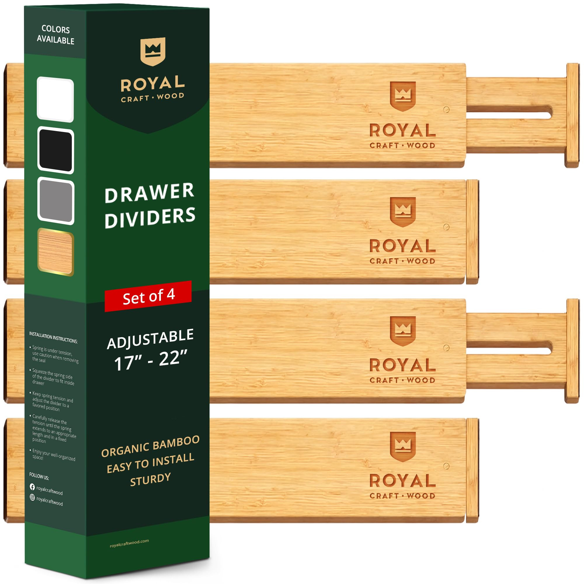 Drawer Divider and Organizer for Kitchen Organization - Adjustable Bamboo Drawer Dividers Organiz... | Amazon (US)