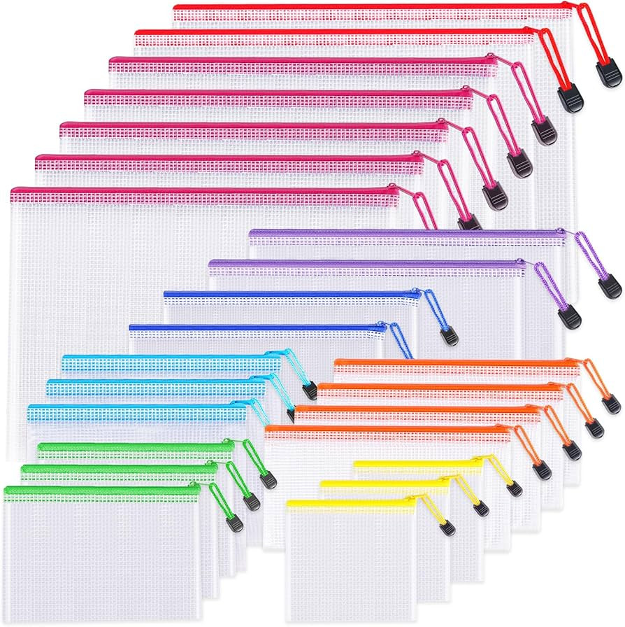 24pcs Mesh Zipper Pouch Bags - 8 Sizes Plastic Zipper Pouches for Organization, Mesh Bags with Zi... | Amazon (US)
