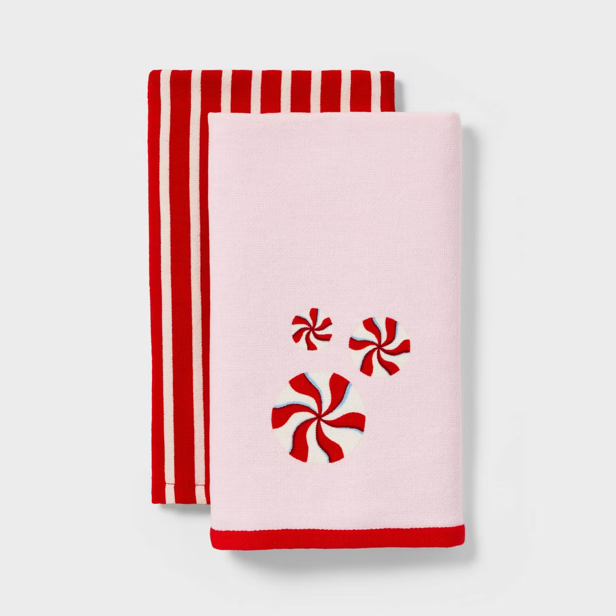 2pk Christmas Peppermint Swirl Hand Towels Pink - Wondershop™ | Target