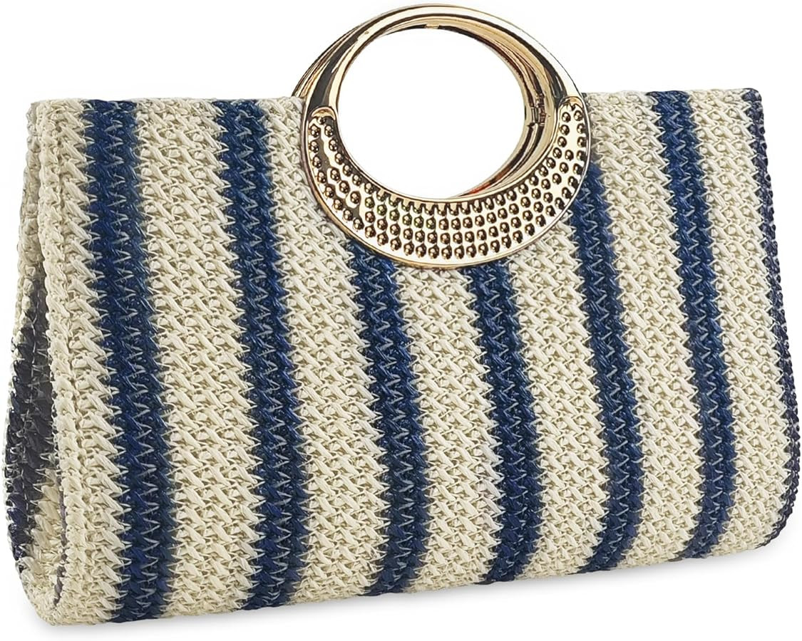 Straw Raffia Clutch Purse for Women,Summer Beach Handbag, Top Handle Crossbody Bag for Vacation &... | Amazon (US)