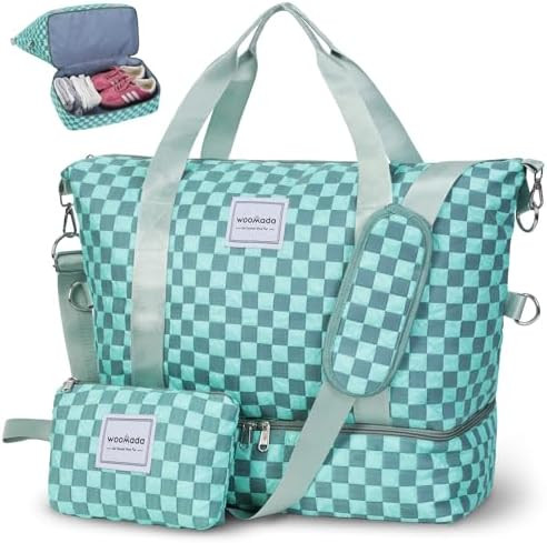 WOOMADA Weekender Bag for Women, Travel Duffel Bags with Shoe Compartment & Wet Pocket, Personal ... | Amazon (US)