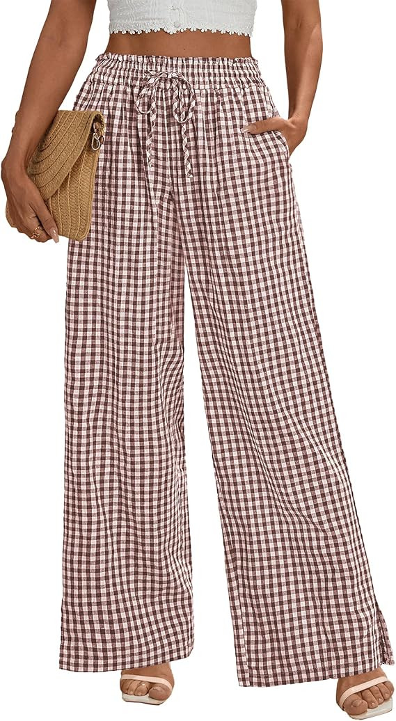 Rapbin Wide Leg Pants Woman Palazzo Pants High Waisted Drawstring Spring Summer Casual Flowy Trou... | Amazon (US)