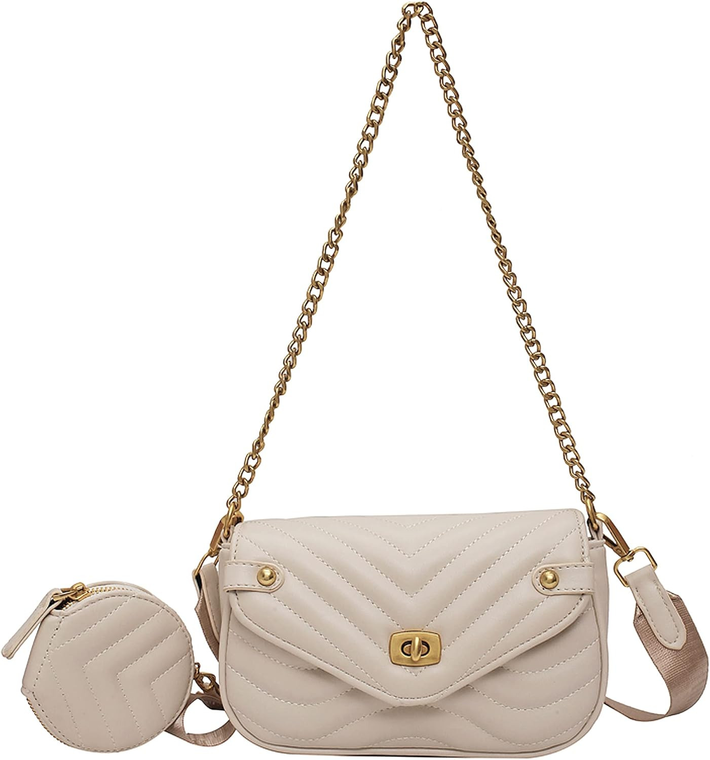 Small Quilted Crossbody Bag for Women Shoulder Bag with Coin Purse Pouch 2 Size Handbag | Amazon (US)