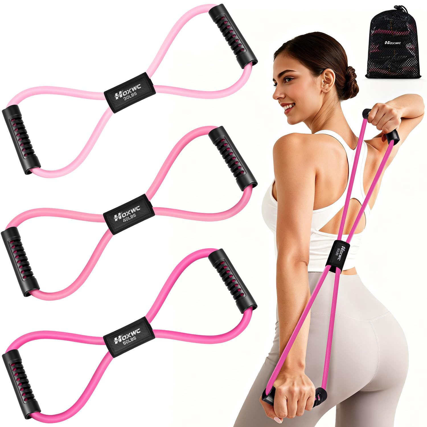 Figure 8 Resistance Band, Exercise Bands for Back, 8 Shaped Resistance Bands for Arms, Shoulder, ... | Amazon (US)