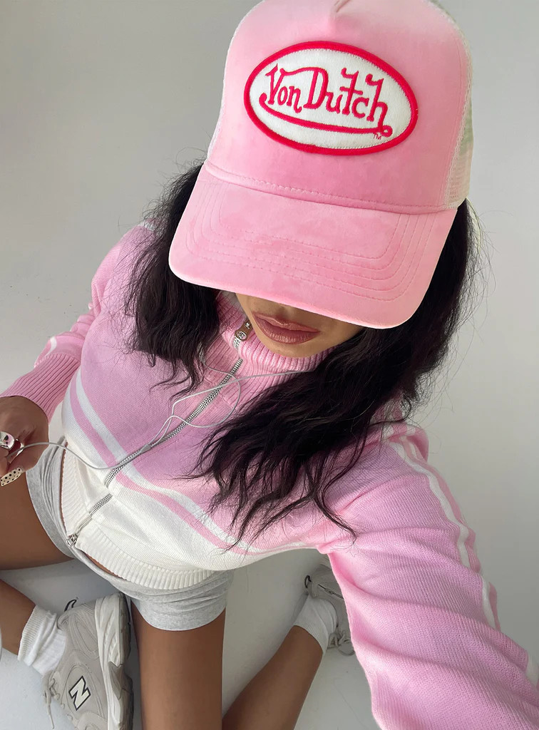 Von Dutch Velvet Trucker Hat Pink | Princess Polly US