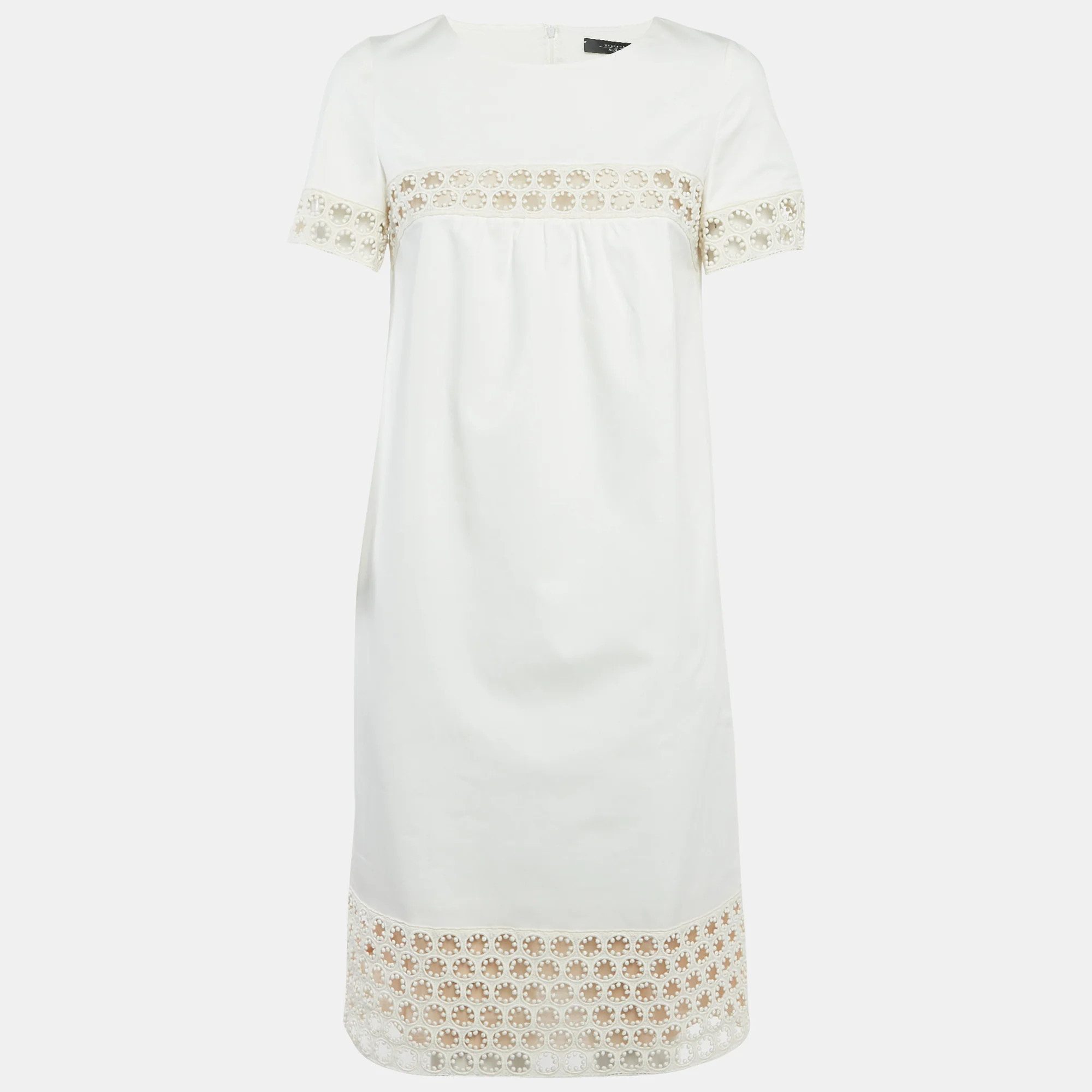 Weekend Max Mara White Gabardine Lace Insert Mini Dress | Shop Simon
