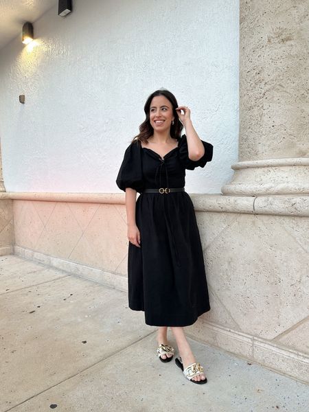 A chic summer outfit idea! I've been loving this $36 black midi dress and affordable reversible belt paired with these white & gold sandals
#brunchdate #petitefashion #affordablefinds #summerfashion

#LTKSeasonal #LTKSaleAlert #LTKStyleTip
