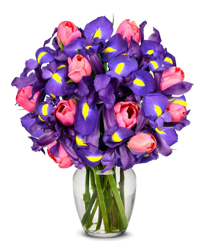 Pink Tulip and Iris Bouquet | From You Flowers