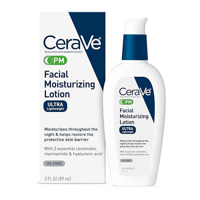 CeraVe PM Facial Moisturizing Lotion | Night Cream with Hyaluronic Acid and Niacinamide | Ultra-L... | Amazon (US)