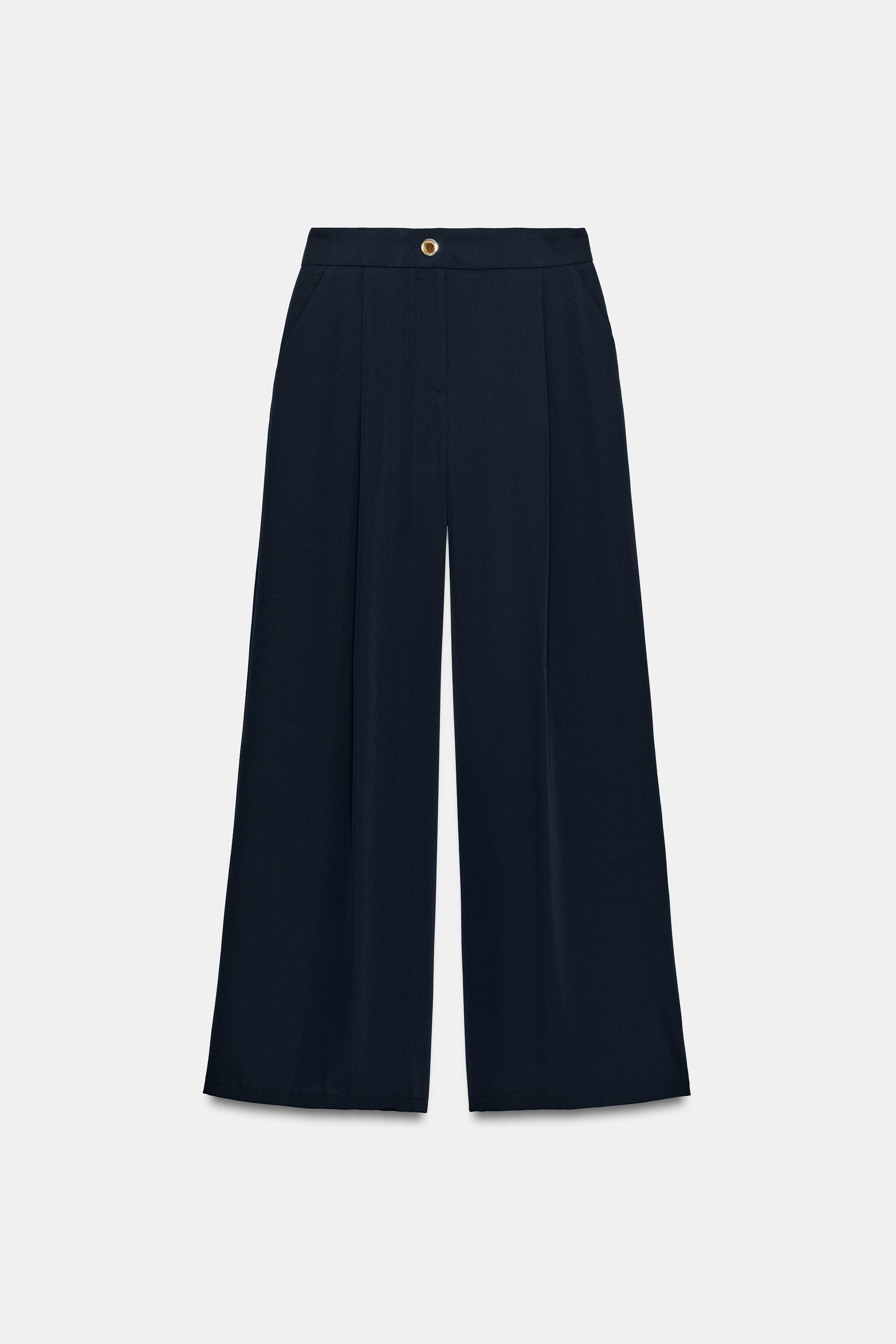GOLD BUTTON PALAZZO PANTS | Zara US