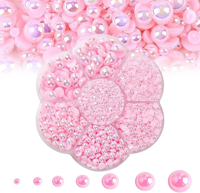 5600PCS Half Round Pearls Flatback Imitation Pearls for Crafts,7 Sizes for DIY Nails Art Crafting... | Amazon (US)