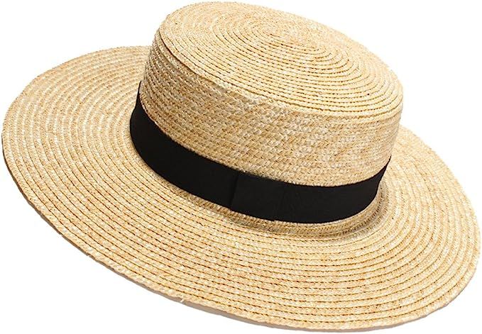 Womens' Panama Sun Hat Boater Handwoven Straw Hat for Summer, Knot, One Size | Amazon (US)