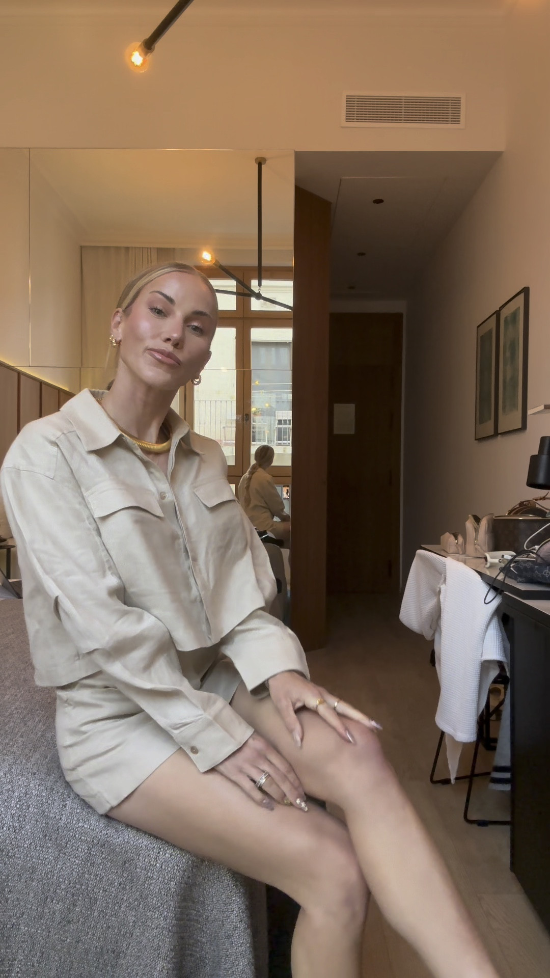 Tan on tan 🤍🤍#nightout #pontailinspo #traveloutfit #matchy #outfitset #revolve  