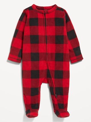 Unisex Sleep & Play 2-Way-Zip Microfleece Footed One-Piece for Baby | Old Navy (US)