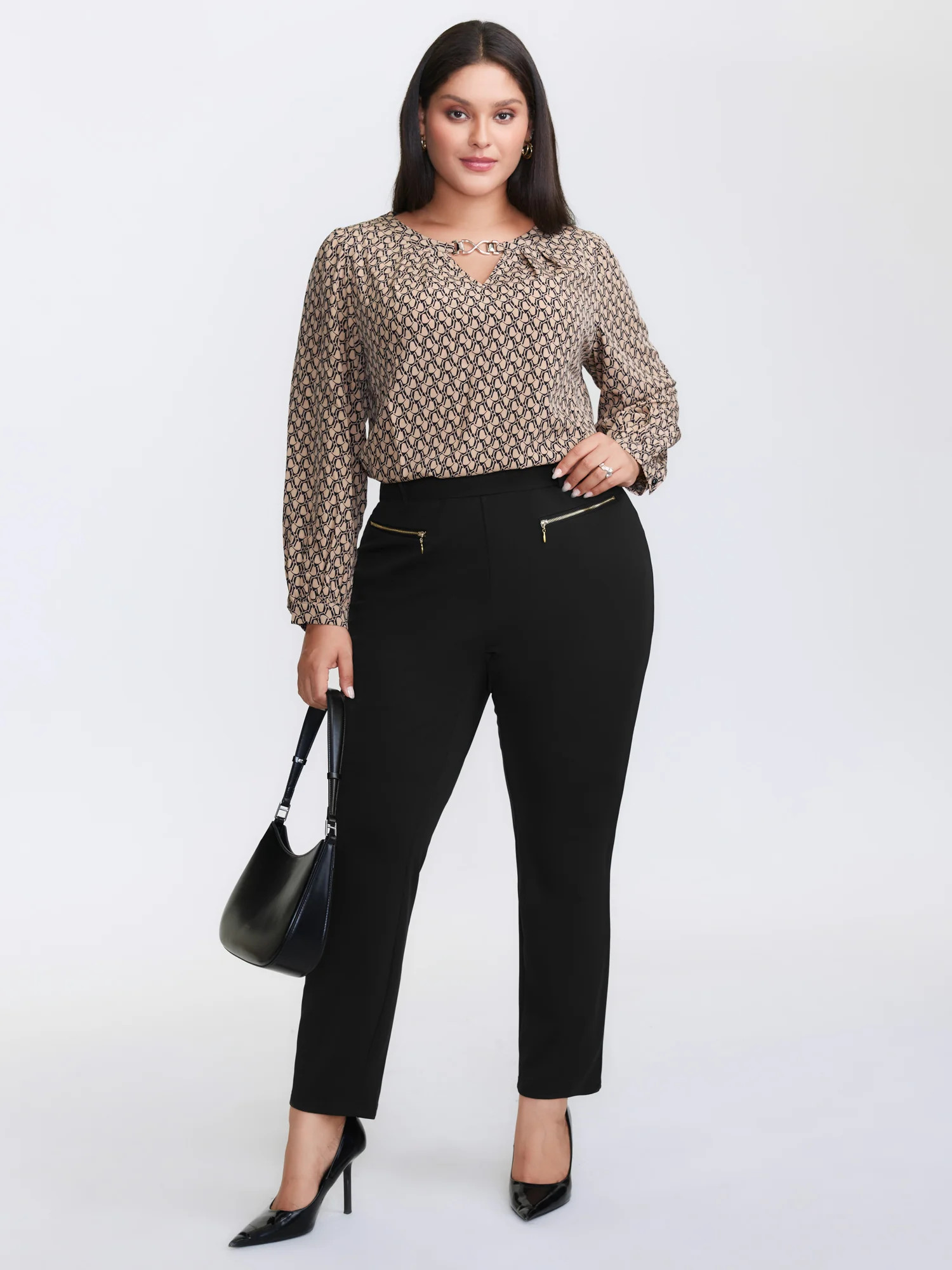 Zipper Front Pockets Straight-Leg Pants | Bloomchic