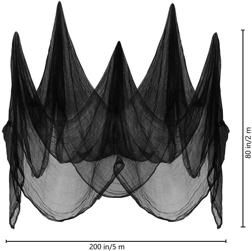 LessMo 200x80Inch (5x2m) Halloween Black Creepy Cloth for Party Decorations Outdoor Handing, Scar... | Amazon (US)