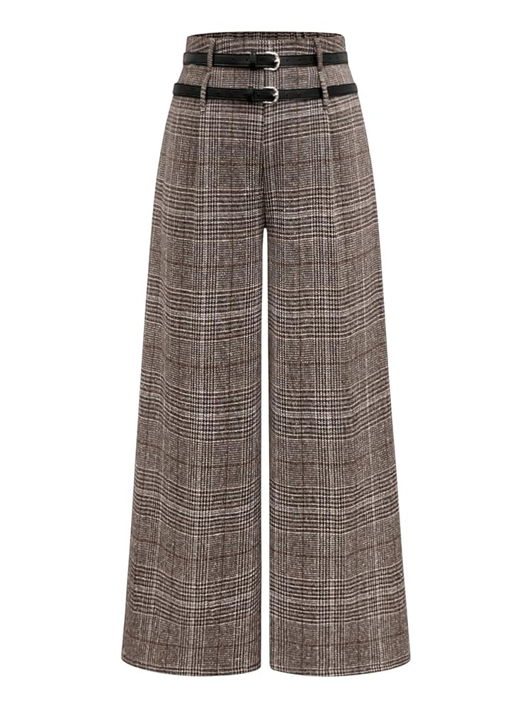 SOLY HUX Women's Plus Size Dress Pants Plaid Wide Leg High Waisted Work Office Tailored Pants wit... | Amazon (US)