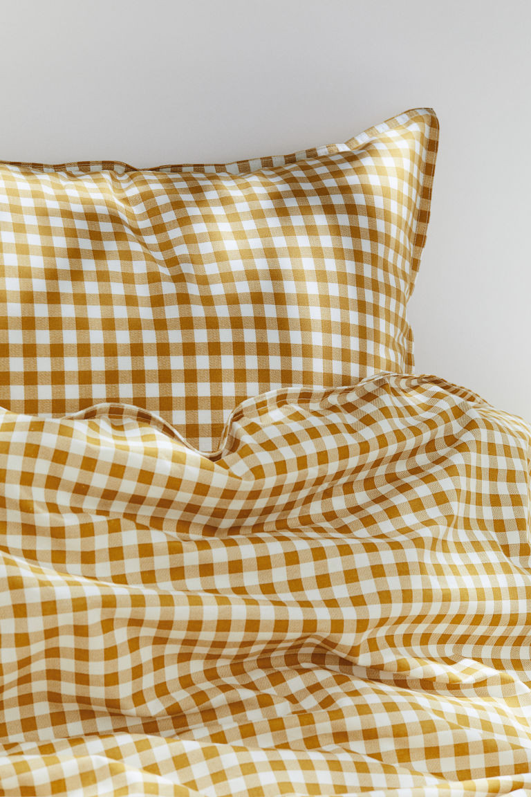 H & M - Patterned Twin Duvet Cover Set - Yellow | H&M (US + CA)