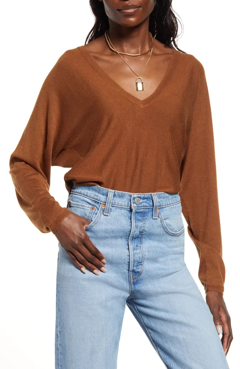 V-Neck Dolman Sleeve Sweater | Nordstrom