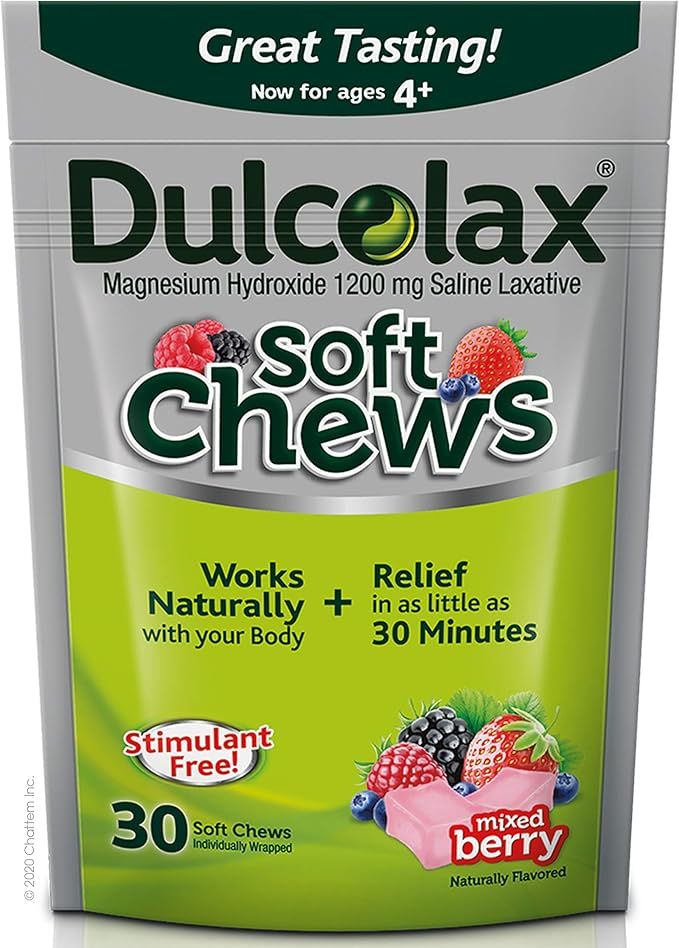 Dulcolax Soft Chews Saline Laxative Mixed Berry, Gentle Constipation Relief, Magnesium Hydroxide ... | Amazon (US)