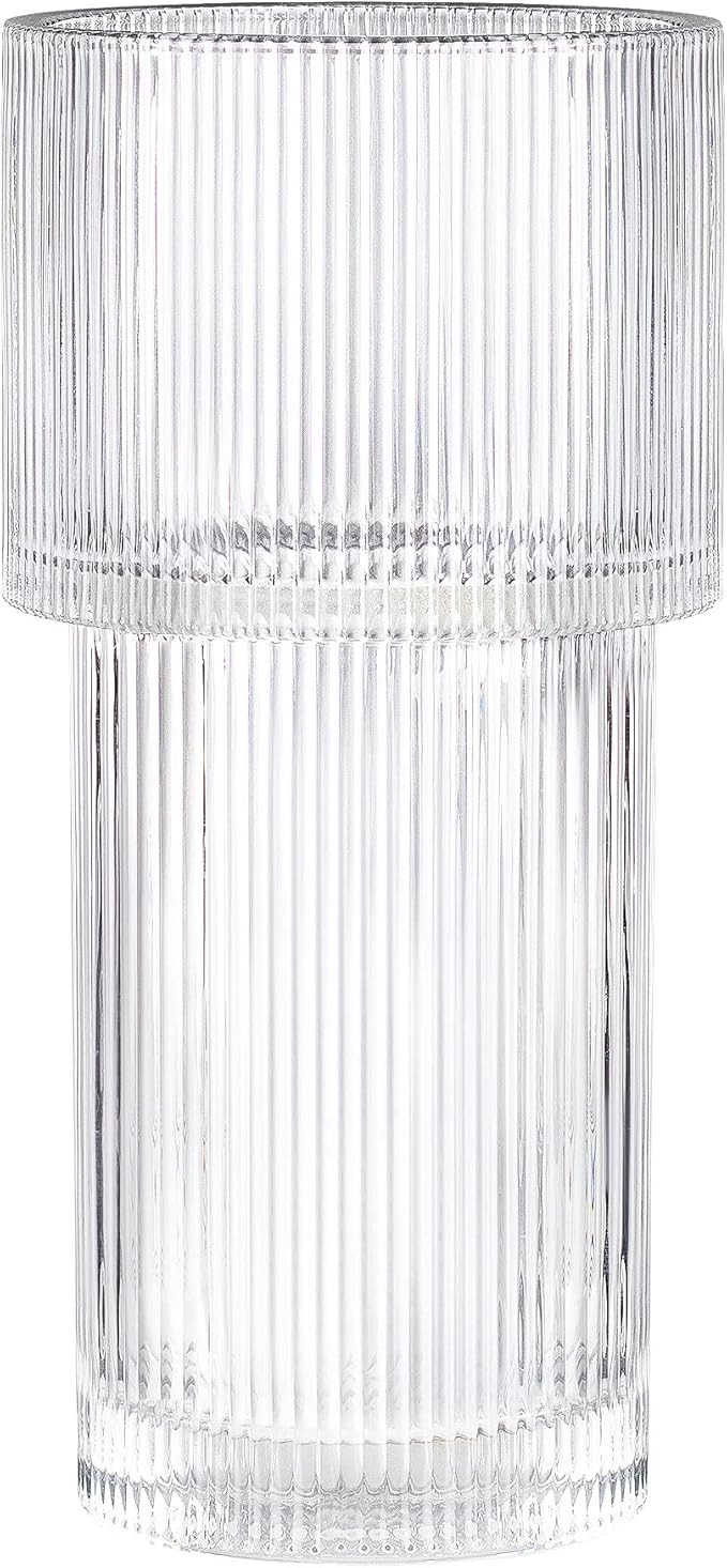 Ribbed Vase,Flower Vases.Large Glass Vase,Clear Flower Vase.Vase for Flower.Vases for Living Room... | Amazon (US)